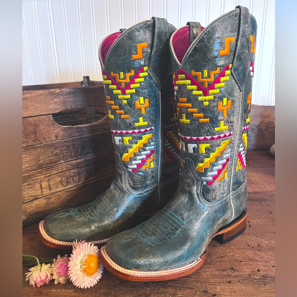 Ferrini Handmade Aztec Cowgirl Cowboy Boots 9.5B